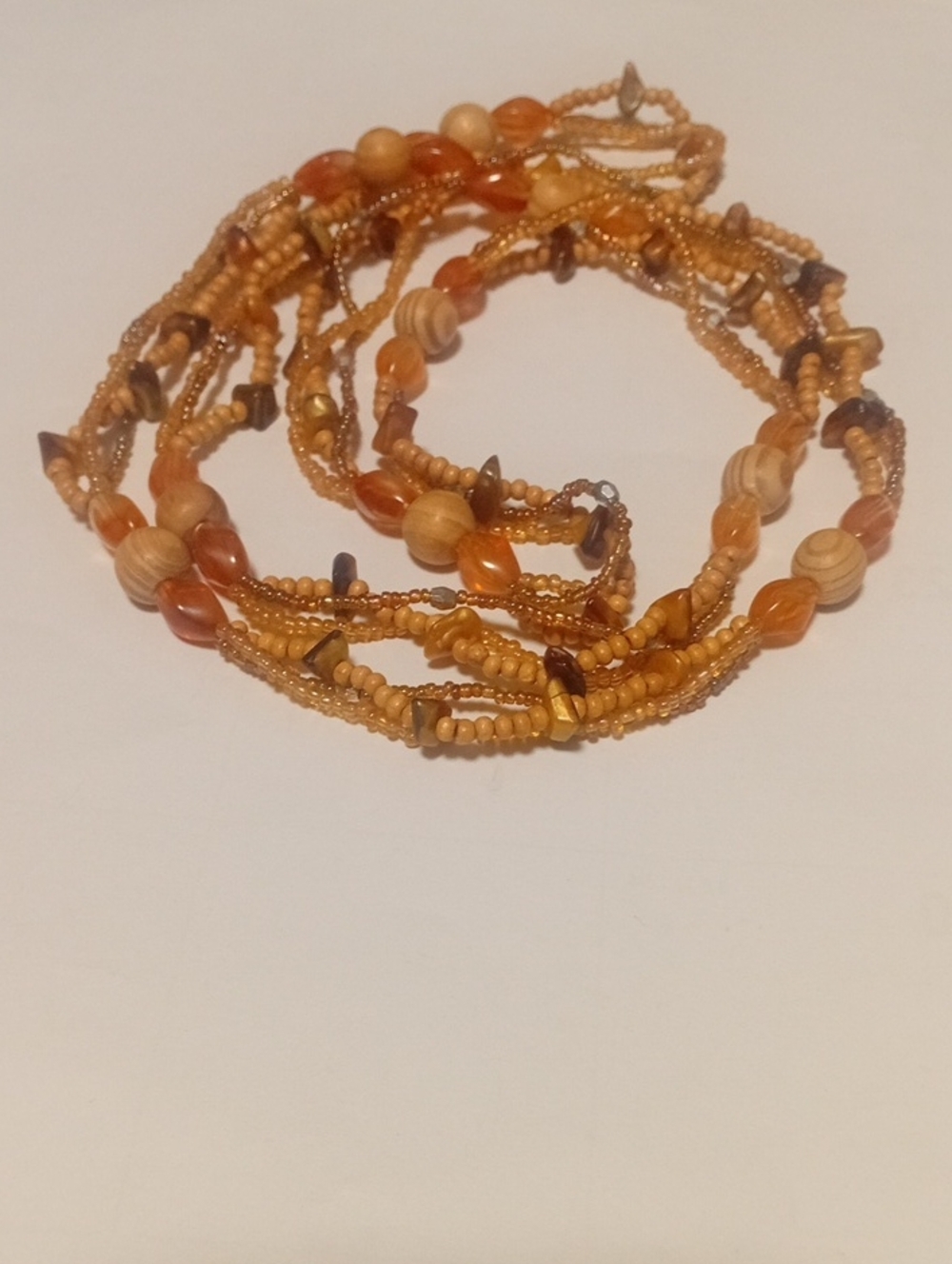 Handmade Multi-Strand Amber,Wood,Gemstone, Bead Necklace - Women Jewelry